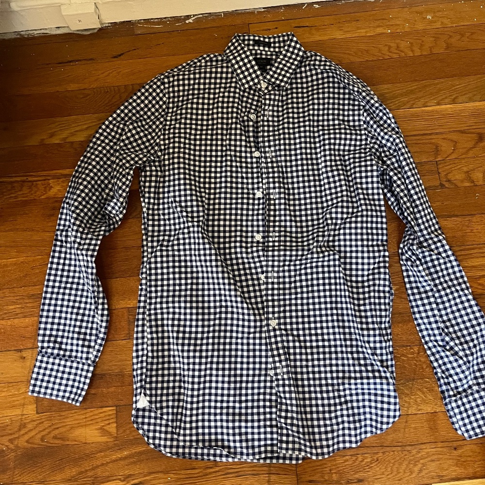 J.crew long sleeve button front ludlow 120's 2 ply blue plaid shirt